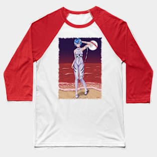 Rei Ayanami Bandage Background Jagged Baseball T-Shirt